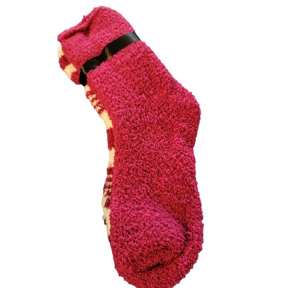 Crew Socks Ribbon Stripe Soft Touch Burgundy Raspberry Pink White Set JJ1516 - Picture 2 of 5